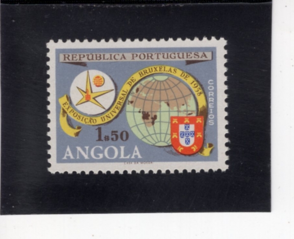 ANGOLA(�Ӱ��)-#408-1.50e-FAIR EMBLEM, GLOBE AND ARMS(�ڶ�ȸ, ����, ����)-1955.7��