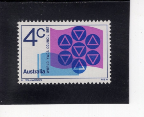 AUSTRALIA(����Ʈ���ϸ���)-#427-4c-YMCA EMBLEMS AND FLAGS(YMCA �ΰ�, ����)-1967.8.21��