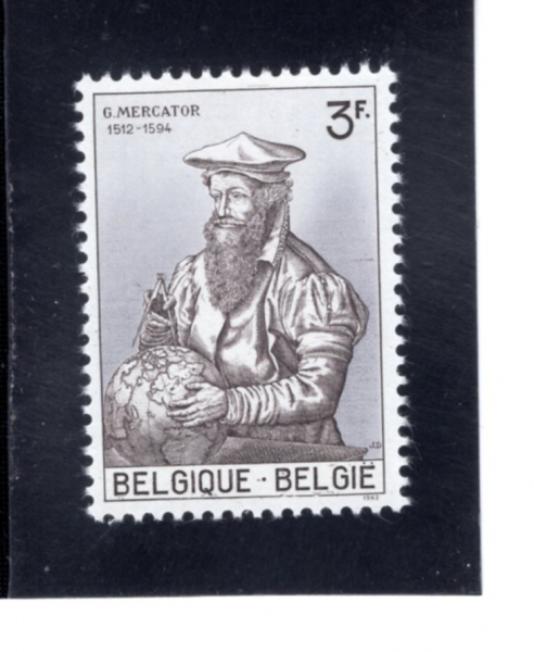 BELGIUM(���⿡)-#579-3fr-GERARD MERCATOR(���󸣵ν� �޸�ī�丣)-1962.4.14��