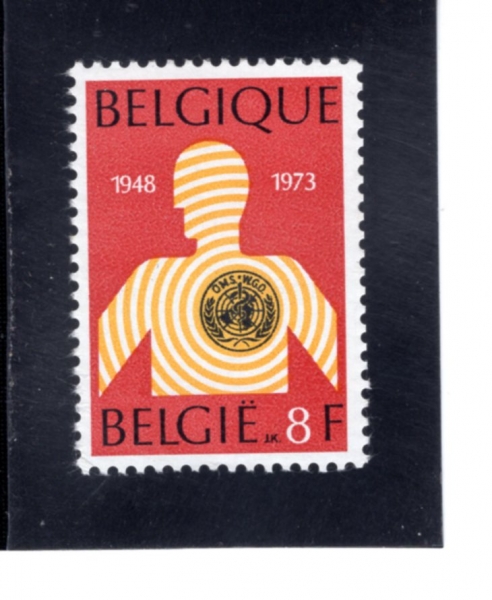BELGIUM(���⿡)-#838-8fr-MAN AND WHO EMBLEM(����, ���躸�Ǳⱸ)-1973.4.7��