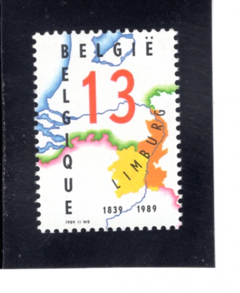 BELGIUM(���⿡)-#1327-13fr-TREATY OF LONDON, 150TH ANNIV. AND MAP OF LIMBURG PROVINCES(���� ����, ���߸��� �� ����)-1989.10.2��