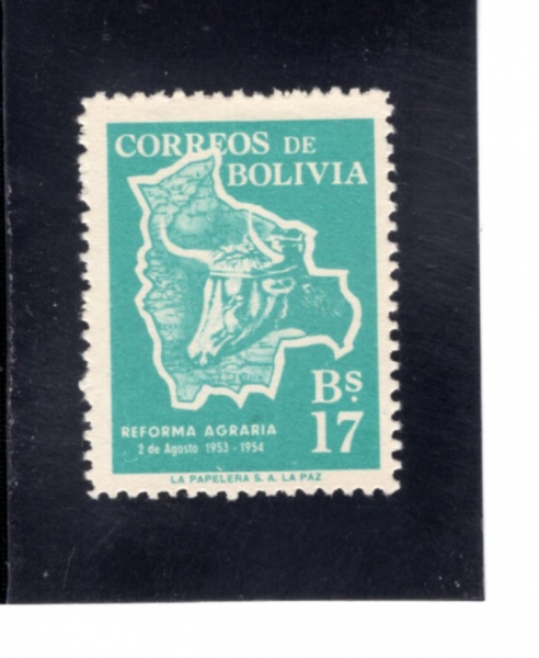 BOLIVIA(�������)-#385-17b-MAP OF BOLIVIA AND COW\