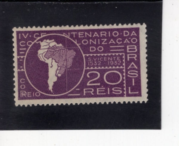 BRAZIL(�����)-#359-20r-MAP OF SOUTH AMERICA SHOWING MERIDIAN OF TORDESILLAS(�丣���þ߽� �ڿ����� �����ִ� ���Ƹ޸�ī ����)-1932.6.3��