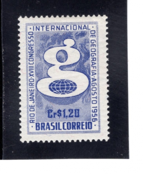 BRAZIL(�����)-#833-1.20cr-18TH INTL. GEOGRAPHIC CONG., RIO. 1956 AND GLOBE(��18ȸ ���� ������ ��ȸ, ����)-1956.4.14��