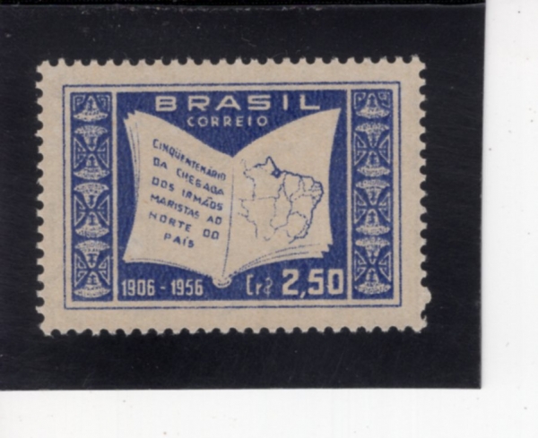 BRAZIL(�����)-#838-2.50cr-MAP OF BRAZIL AND OPEN BOOK(����� ����, å)-1956.9.8��