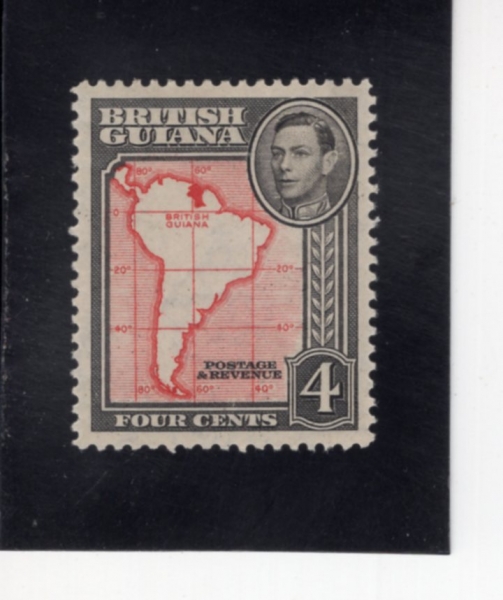 BRITISH GUIANA(������ ��Ƴ�)-#232-4c-MAP OF BRITISH GUIANA(������ ��Ƴ� ����)-1952��