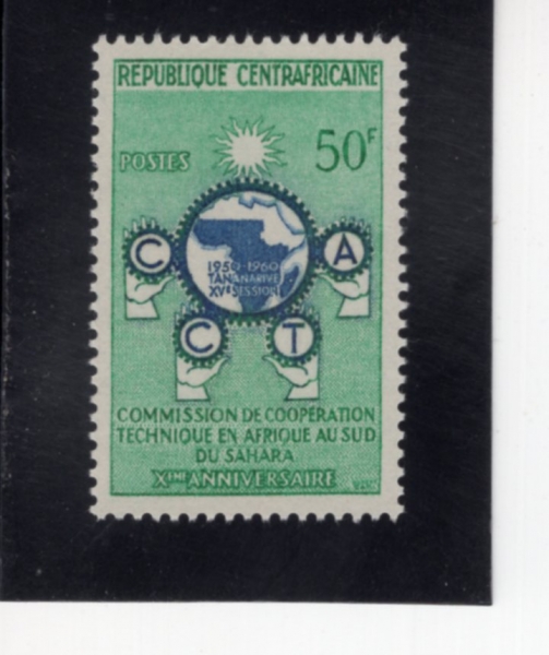 CENTRAL AFRICAN REPUBLIC(�߾Ӿ�����ī ��ȭ��)-#3-50fr-COMMISSION DE COOPERATION TECHNIQUE EN AFRIQUE AU SUD DU SAHARA-C.C.T.A.(���϶� ��������ī ��� ���� ����ȸ)-1960.5.21��