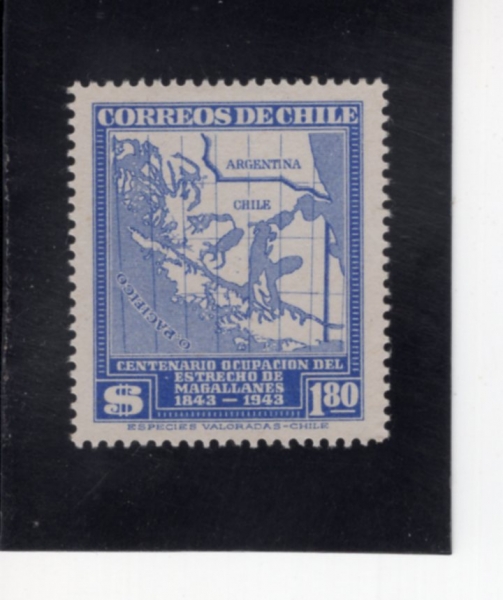 CHILE(ĥ��)-#237-1.80p-MAP SHOWING STRAIT OF MAGELLAN(������ ����)-1944.3.2��