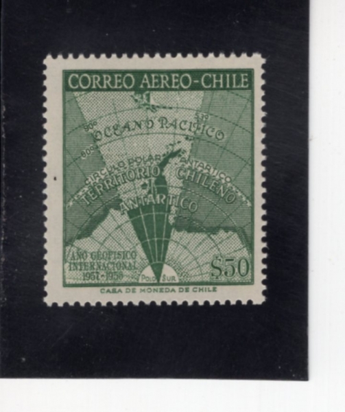 CHILE(ĥ��)-#C214-50p-MODERN MAP OF ANTARCTICA(���� ���� ����)-1959.8.28��