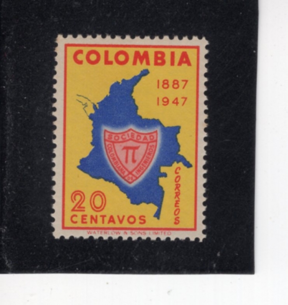 COLOMBIA(�ݷҺ��)-#594-20c-MAP AND BADGE(����, ����)-1951.1.30��