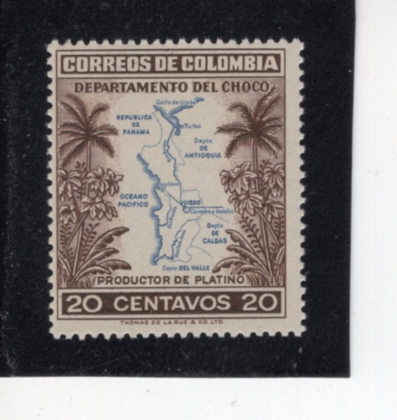 COLOMBIA(�ݷҺ��)-#654-20c-TOPICAL PLANTS AND MAP, CHOCO(�Ĺ�, ����, ����-�ٸ��� ������)-1956��