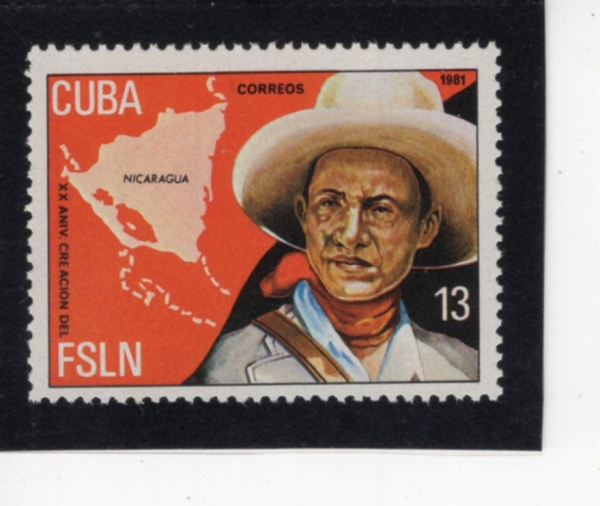 CUBA(����)-#2427-13c-SANDINISTAS, 25TH ANNIV. AND MAP OF NICARAGUA(���Ͻ�Ÿ �����ع�����, ��ī��� ����)-1981.7.23��