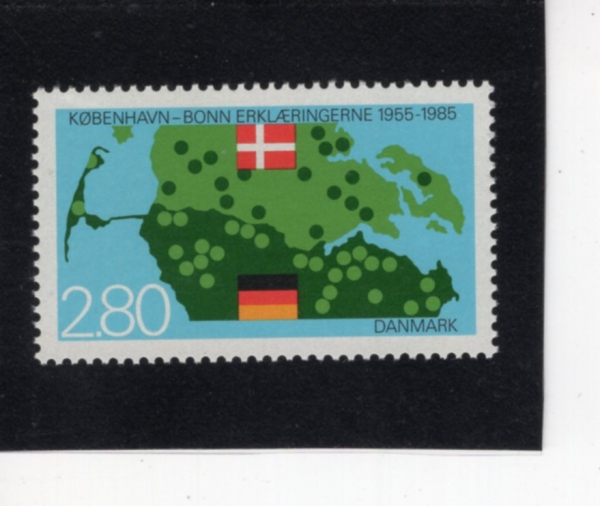 DENMARK(����ũ)-#770-2.80k-BONN-COPENHAGEN DECLARATION, 30TH ANNIV. AND MAP AND FLAGS(�� �����ϰ� ���� 30�ֳ�, ����, ����)-1985.2.21��
