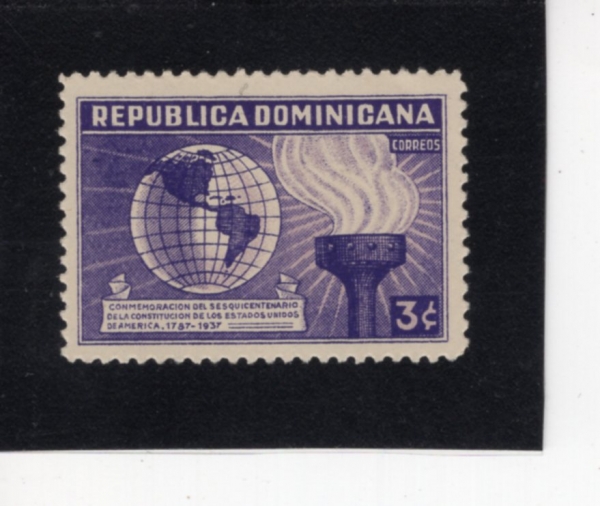 DOMINICA REPUBLIC(���̴�ī ��ȭ��)-#333-3c-GLOBE AND TORCH OF LIBERTY(����, ������ ȶ��)-1938.2.22��
