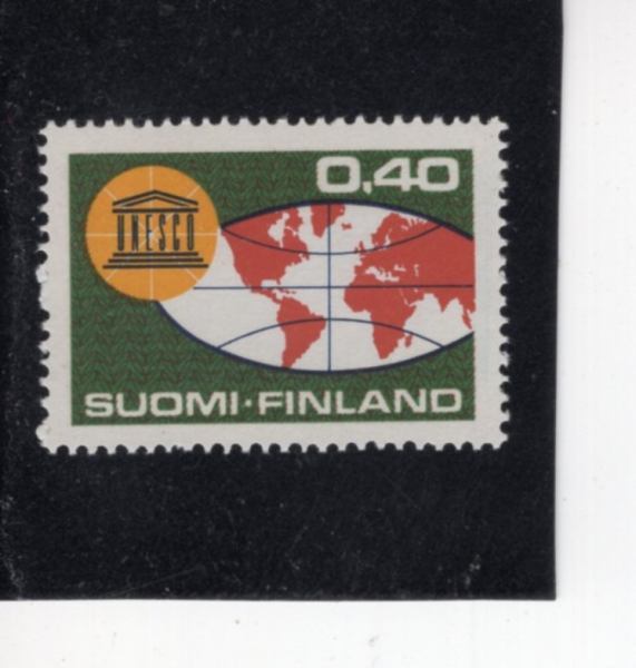 FINLAND(�ɶ���)-#440-40p-UNESCO EMBLEM AND WORLD MAP(���׽���, ���� ����)-1966.10.9��