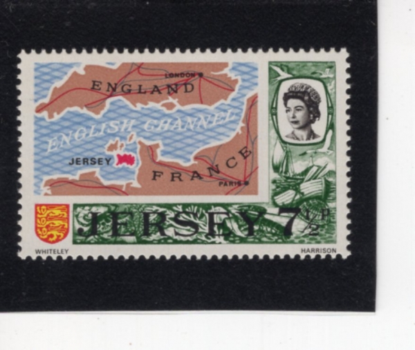 JERSEY(����)-#44-7 1/2p-MAP OF ENGLISH CHANNEL AND JERSEY(���� ����, ���� ����)-1971��