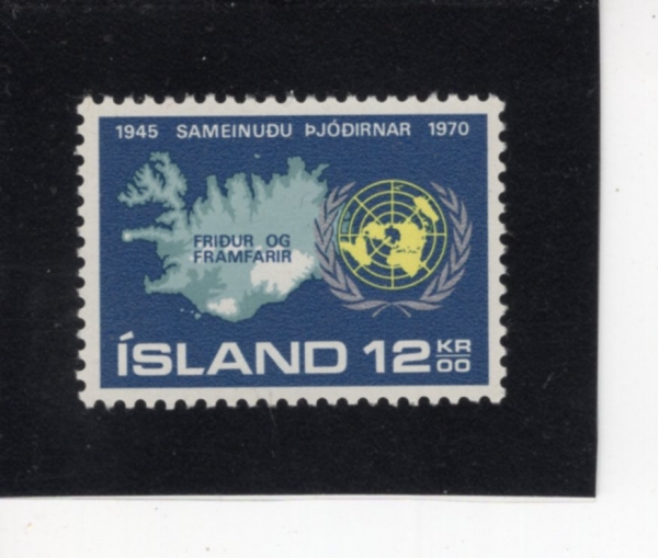 ICELAND(���̽�����)-#427-12k-UN EMBLEM AND MAP OF ICELAND(���� ������, ���̽����� ����)-1970.10.23��