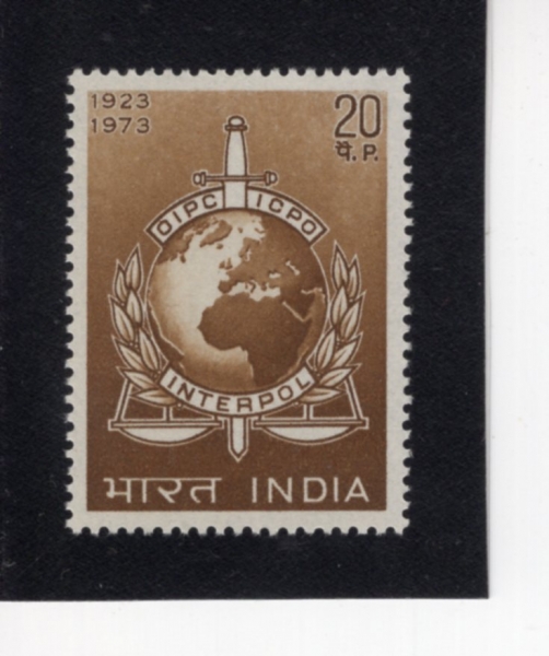 INDIA(�ε�)-#594-20p-INTERPOL EMBLEM(������������ⱸ)-1973.10.9��