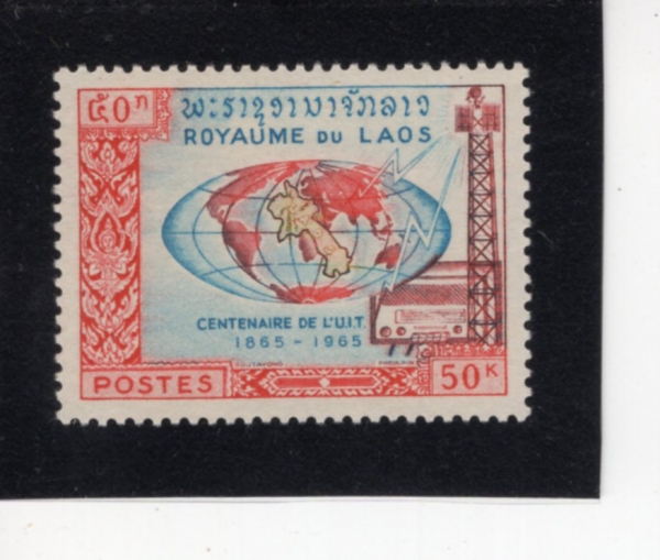LAOS(�����)-#111-50k-GLOBE, MAP OF LAOS & RADIO(����, ����� ����, ���� ���)-1965.6.15��