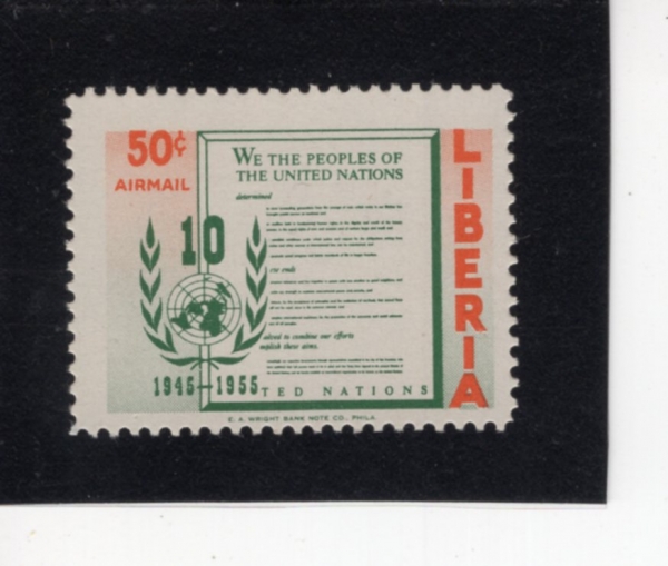 LIBERIA(���̺�����)-#C96-50c-UN CHARTER(���� ����)-1955.10.24��