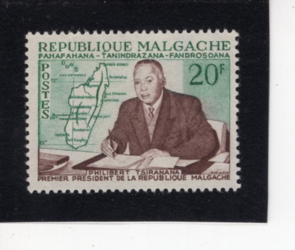 MALAGASY REPUBLIC(���ٰ���ī��)-#318-20fr-PRES. PHILIBERT TSIRANANA AND MAP(�ʸ����� ġ�󳪳�, ����)-1960.3.25��