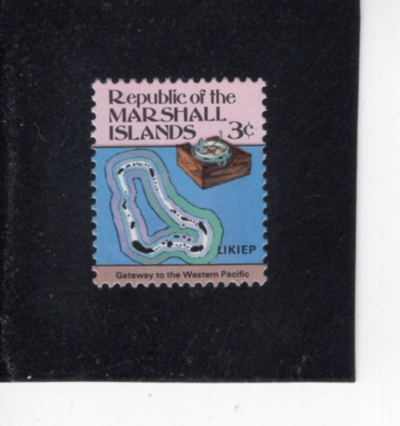 MARSHALL ISLANDS(���� ����)-#36-3c-LIKIEP, AZIMUTH COMPASS(��Ű��, ������ ��ħ��)-1984.6.12��
