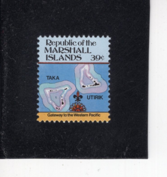 MARSHALL ISLANDS(���� ����)-#47-39c-TAKA, MAP COMPASS, 16TH CENT. SEA CHART(Ÿī ȯ��, ���� ��ħ��, 16���� ���뼭���� �� �ص�)-1985.6.5��