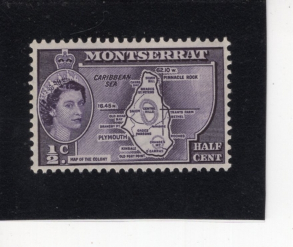 MONTSERRAT(��Ʈ����)-#128-1/2c-\"MAP OF PRESIDENCY\"(����� ����)-1956��
