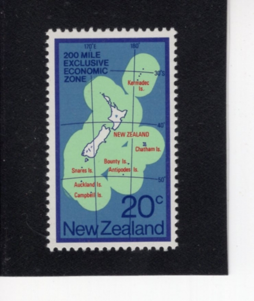 NEW ZEALAND(��������)-#668-20c-MAP OF NEW ZEALAND ANA 200-MILE LIMIT(�������� ����, 200���� ��Ÿ�� �������� �ܰ� ���)-1978.6.7��