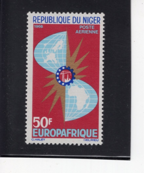 NIGER(������)-#C62-50fr-MAPS OF EUROPE AND AFRICA AND SYMBOLS OF INDUSTRY(����. ������ī ����, ��� �ɺ�)-1966.7.20��