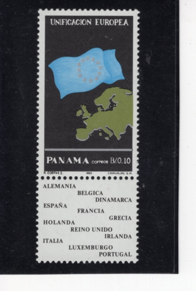 PANAMA(�ĳ���)-#804-10c+LABEL-UNIFICATION OF EUROPE(���� ����)-1992.12.21��