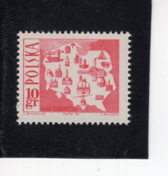 POLAND(������)-#1439-10g-MAP SHOWING TOURIST ATTRACTIONS(���� ���� ǥ�� ����)-1966.9.15��