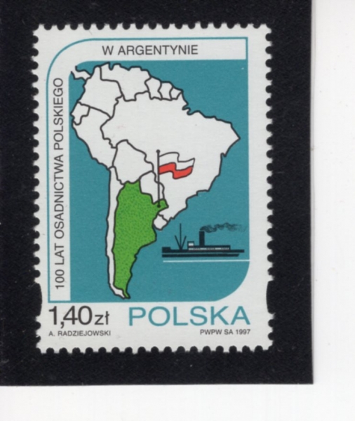 POLAND(������)-#3357-1.40z-POLISH SETTLEMENT IN ARGENTINA, CENT(�Ƹ���Ƽ�� ���� 100�ֳ�)-1997.6.6��