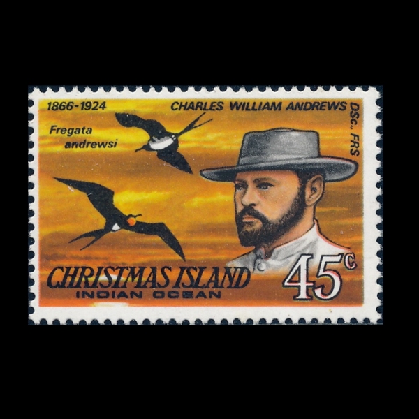 CHRISTMAS ISLAND(ũ�������� ��)-#80-45c-CHARLES WILLIAM ANDREWS, ZOOLOGIST AND FRIGATE BIRDS(���� ������ �ص����, ��������Ʈ����)-1978.5.31��