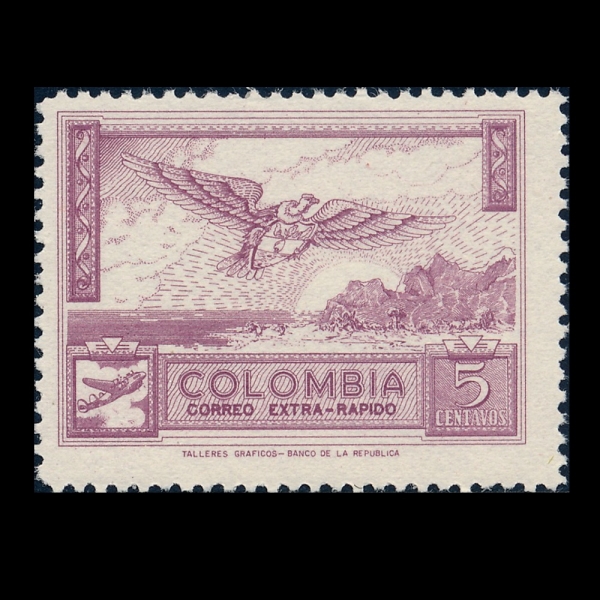 COLOMBIA(�ݷҺ��)-#C254-5c-CONDOR CARRYING SHIELD(���и� �� �ܵ���)-1954.4.23��