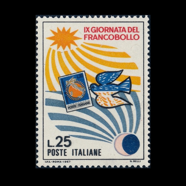 ITALY(��Ż����)-#977-25 I-\"DAY AND NIGHT\" AND PIGEON CARRYING ITALY NO. 924(��ѱ�� �Բ� ���� ��)-1967.12.3��