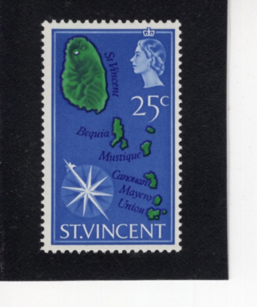 ST.VINCENT(����Ʈ ��Ʈ)-#236-25c-MAP OF ST.VINCENT AND NEIGHBORING ISLANDS(����Ʈ ��Ʈ ����, �̿� ��)-1965.8.16��
