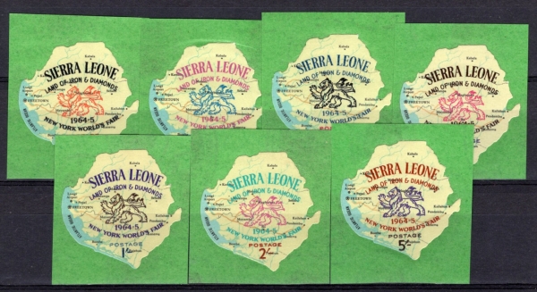 SIERRA LEONE(�ÿ��󸮿�)-#257~63(7��)-MAP AND LION OF SIERRA LEONE(����, �ÿ��󸮿��� ����)-1964.2.10��