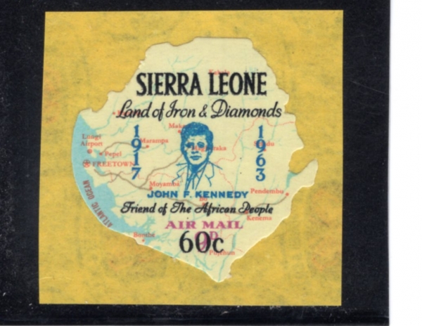 SIERRA LEONE(�ÿ��󸮿�)-#C34-60c-MAP AND JOHN F. KENNEDY(����, �� ���������� �ɳ׵�)-1965.4��