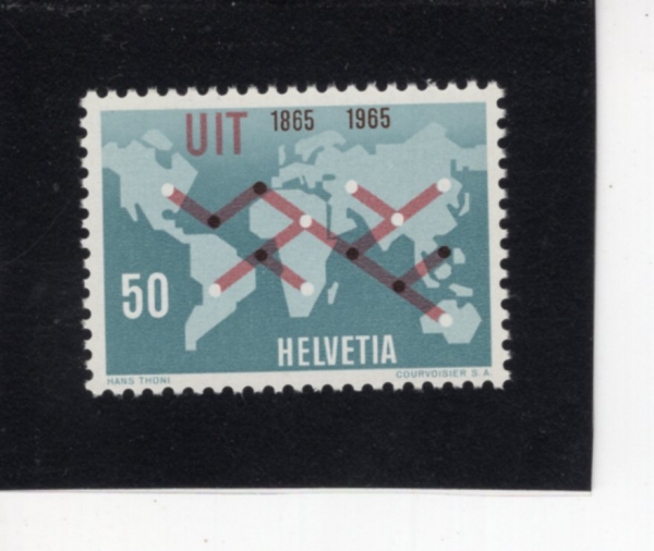 SWITZERLAND(������)-#465-50c-INTERCONTINENTAL COMMUNICATIONS MAP(���� ��� ���̺� ����)-1965.3.8��