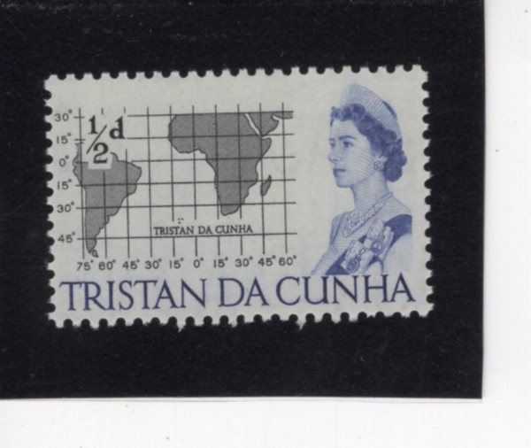 TRISTAN DA CUNHA(Ʈ����ź �� ����)-#71-1/2p-MAP OF SOUTH ATLANTIC OCEAN(���뼭�� ����)-1965.2.17��