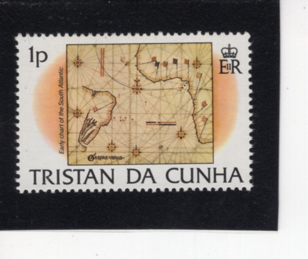 TRISTAN DA CUNHA(Ʈ����ź �� ����)-#332-1p-MAP OF SOUTH ATLANTIC OCEAN(���뼭�� ����)-1983.8.1��