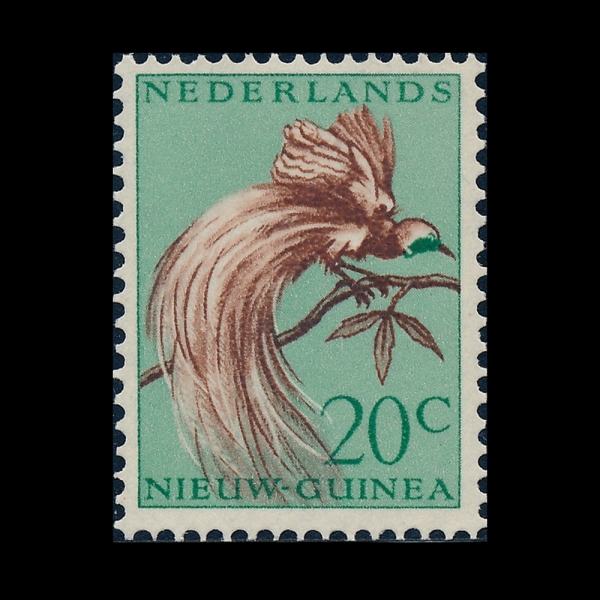NETHERLANDS NEW GUINEA(�״����崺���)-#29-20c-BIRD OF PARADISE WITH RAISED WINGS(���Ĵٵ��� �ض� ��)-1956��