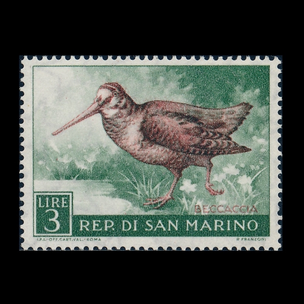 SAN MARINO(�긶����)-#448-3 I-WOODCOCK(�����)-1960.1.28��