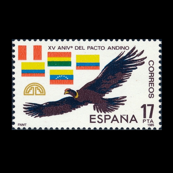 SPAIN(������)-#2398-17p-CONDOR, FLAGS OF BOLIVIA, COLOMBIA, ECUADOR, PERU AND VENEZUELA(�ȵ��� �ܵ���, ����)-1985.1.16��
