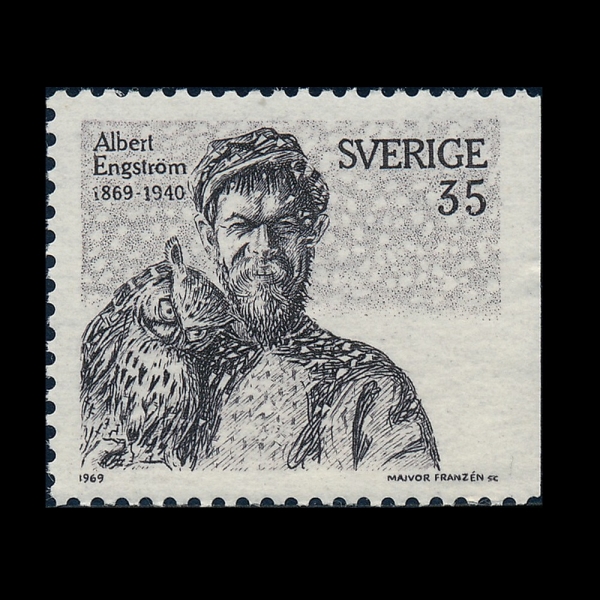 SWEDEN(������)-#819-35o-ALBERT ENGSTROM WITH OWL, SELF-PORTRAIR(�˺���Ʈ ����Ʈ��, �ξ���, ��ȭ��)-1969.5.12��