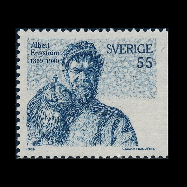 SWEDEN(������)-#820-35o-ALBERT ENGSTROM WITH OWL, SELF-PORTRAIR(�˺���Ʈ ����Ʈ��, �ξ���, ��ȭ��)-1969.5.12��