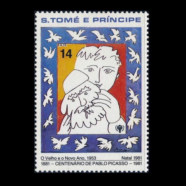 ST.THOMAS & PRINCE ISLANDS(������ ��������)-#628-14d-PABLO PICASSO AND THE OLD AND THE NEW YEAR(�ĺ��� ��ī��, ����)-1981.12.10��