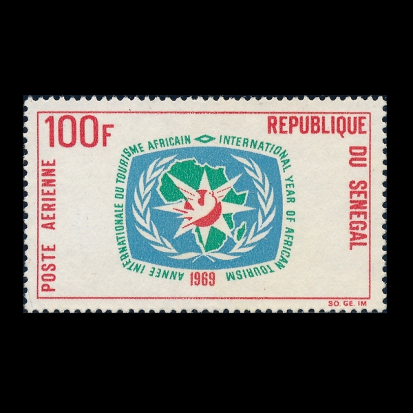 SENEGAL(���װ�)-#C69-100fr-TOURIST EMBLEM WITH MAP OF AFRICA AND DOVE(����, ������ī ����, ����)-1969��