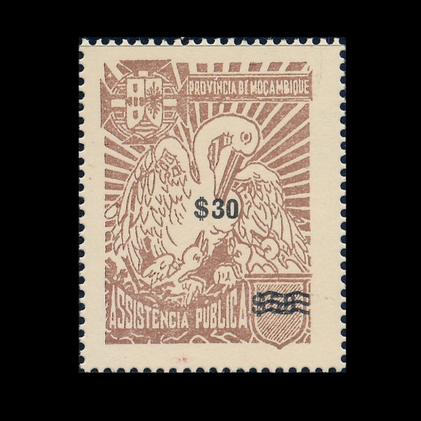 MOZAMBIQUE(�����ũ)-#RA58-30c on 50c-WHITE PELICAN(��� �縮��)-1956��